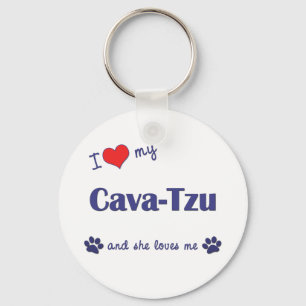 I Love My Cava-Tzu (Female Dog) Keychain