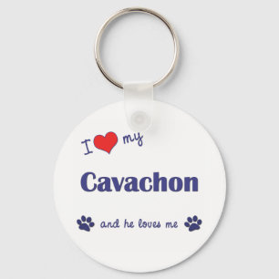 I Love My Cavachon (Male Dog) Keychain