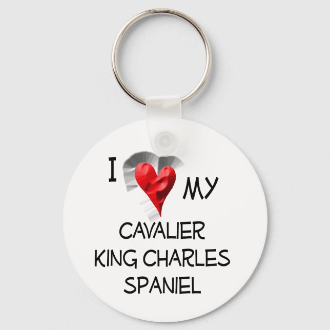 I Love My Cavalier King Charles Spaniel Keychain (Front)