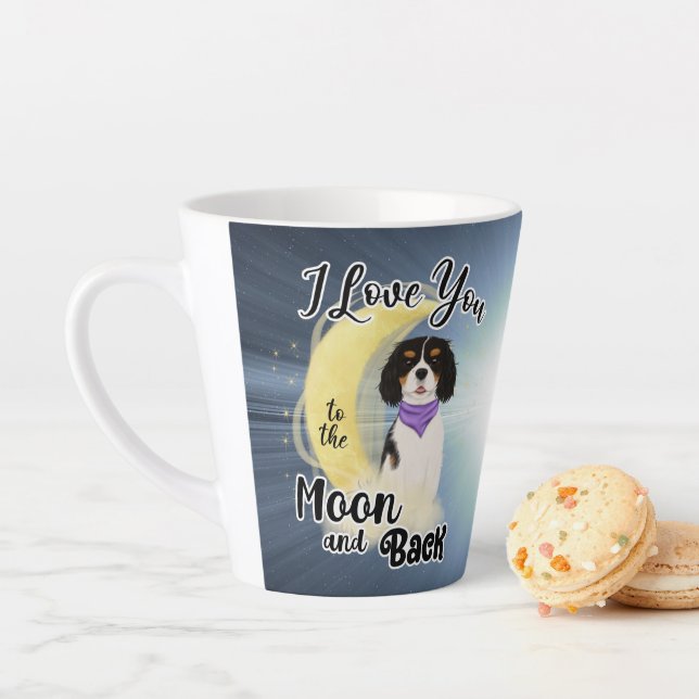 I love my Cavalier to the moon and back, Tri Colou Latte Mug (In Situ)
