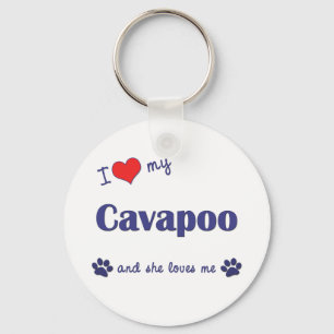 I Love My Cavapoo (Female Dog) Keychain