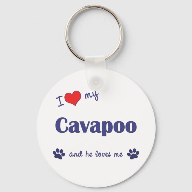 I Love My Cavapoo (Male Dog) Keychain (Front)
