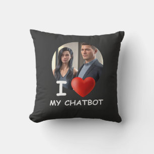 ❤️I Love My Chatbot Create Own Photo Throw Pillow