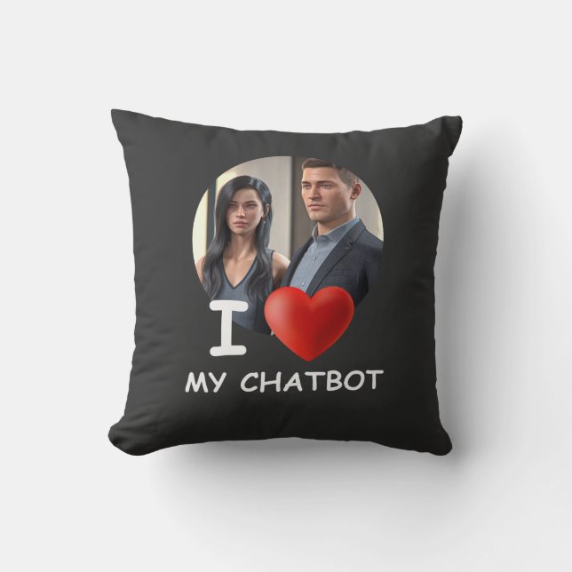 ❤️I Love My Chatbot Create Own Photo Throw Pillow (Front)