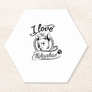I Love My Chihuahua - Cute Animal Pet Paw Dog Love Paper Coaster