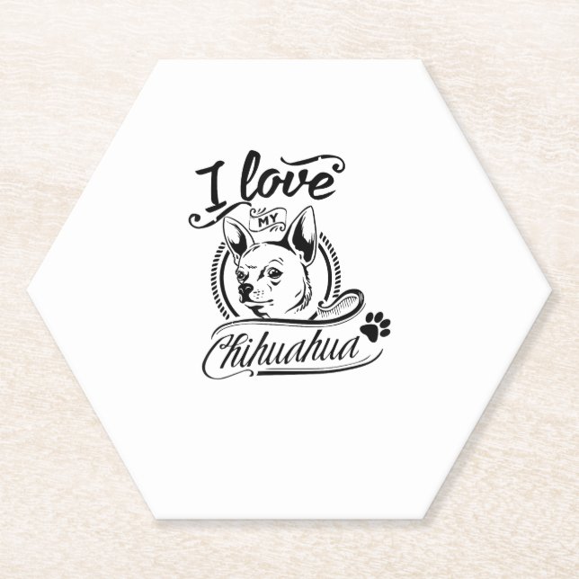 I Love My Chihuahua - Cute Animal Pet Paw Dog Love Paper Coaster (Front)