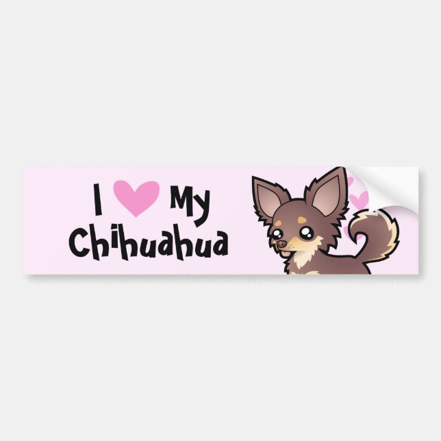 I Love My Chihuahua (long coat) Bumper Sticker (Front)