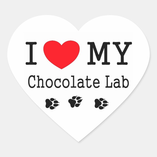 I Love My Chocolate Lab Heart Sticker (Front)