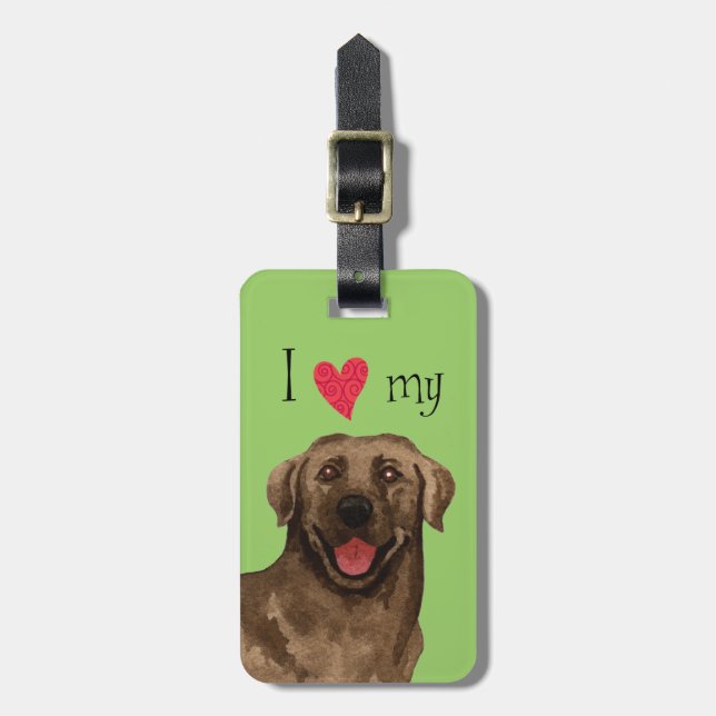 I Love my Chocolate Lab Luggage Tag (Front Vertical)