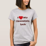 I love My Chocolate Lab T-Shirt<br><div class="desc">Women's Classic T Shirt In Grey Colour and Text In Chocolate Colour and casual fun fashion statement apparel accessory printed with customizable template text phrase I ❤️ My Chocolate Lab on Hats, Shirts and Pet Products by TheFabricSeal print on demand shop at Zazzle.com #ZazzleMade https://www.zazzle.com/store/thefabricseal Comfortable, casual and loose fitting,...</div>