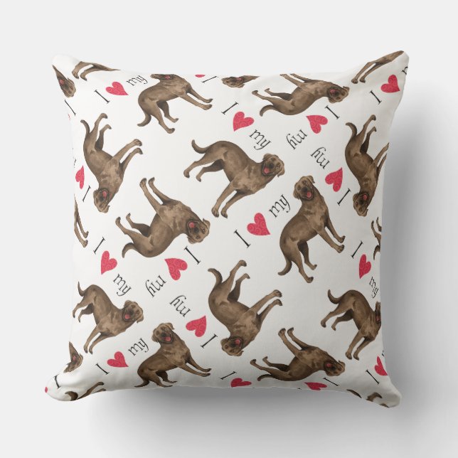 I Love my Chocolate Lab Throw Pillow (Front)
