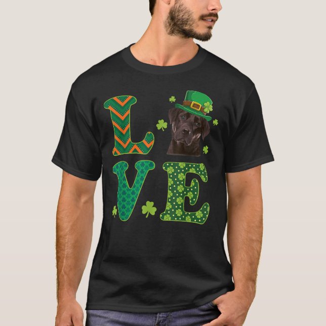 I Love My Chocolate Labrador St Patrick S Day Dog T-Shirt (Front)