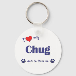 I Love My Chug (Male Dog) Keychain