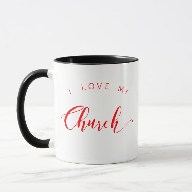 I Love My Church Coffee Mug w Cross (Gauche)