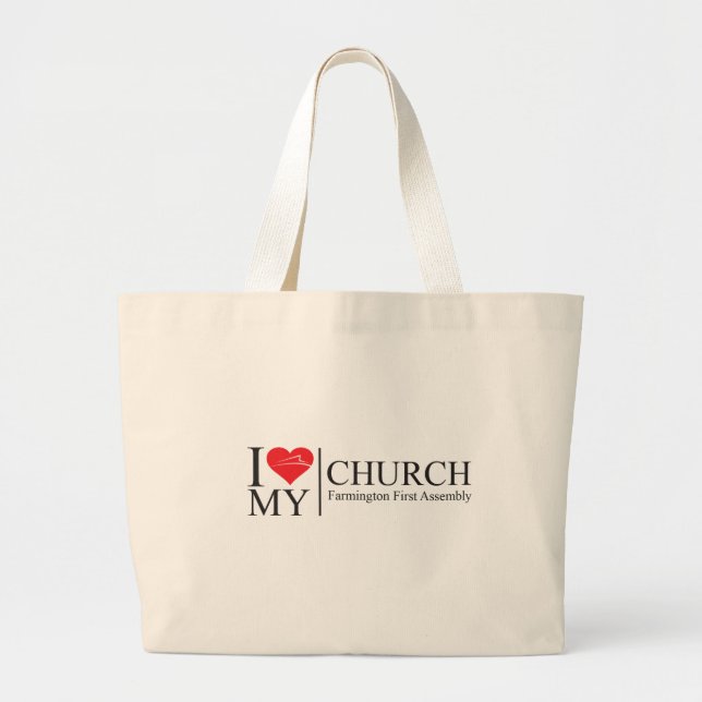 I love My Church Large Tote Bag (Front)