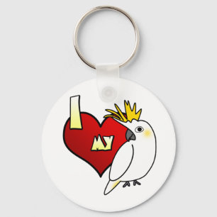 I Love my Citron Cockatoo Keychain