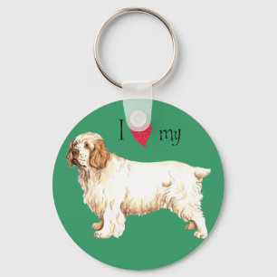 I Love my Clumber Spaniel Keychain