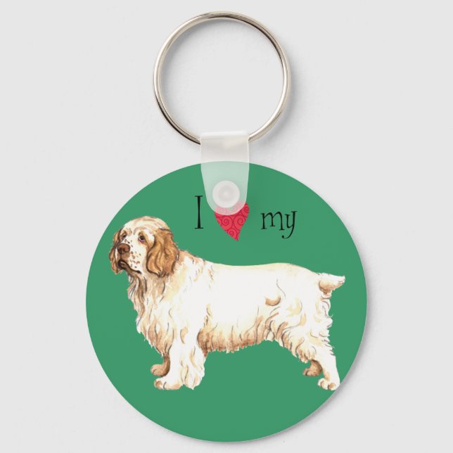I Love my Clumber Spaniel Keychain (Front)