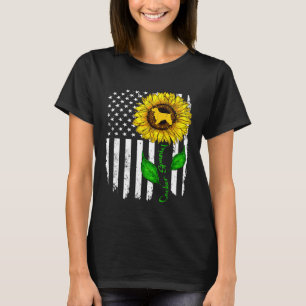I Love My Cocker Spaniel American Flag And Sunflow T-Shirt