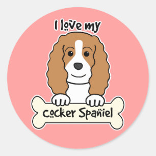 I Love My Cocker Spaniel Classic Round Sticker