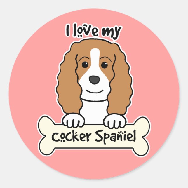 I Love My Cocker Spaniel Classic Round Sticker (Front)