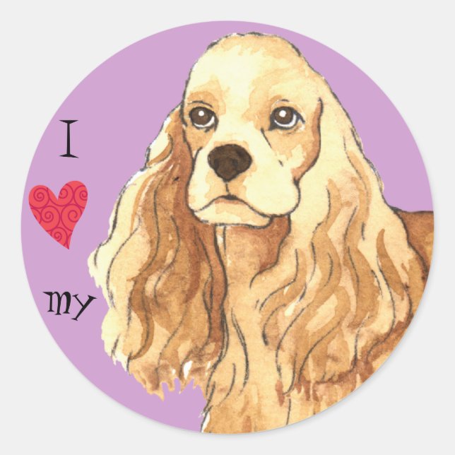 I Love my Cocker Spaniel Classic Round Sticker (Front)