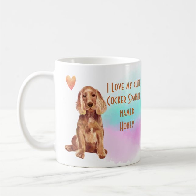 I Love My Cocker Spaniel Custom Cartoon Dog Coffee Mug (Left)