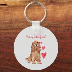 I Love my Cocker Spaniel Dog Personalized  Keychain