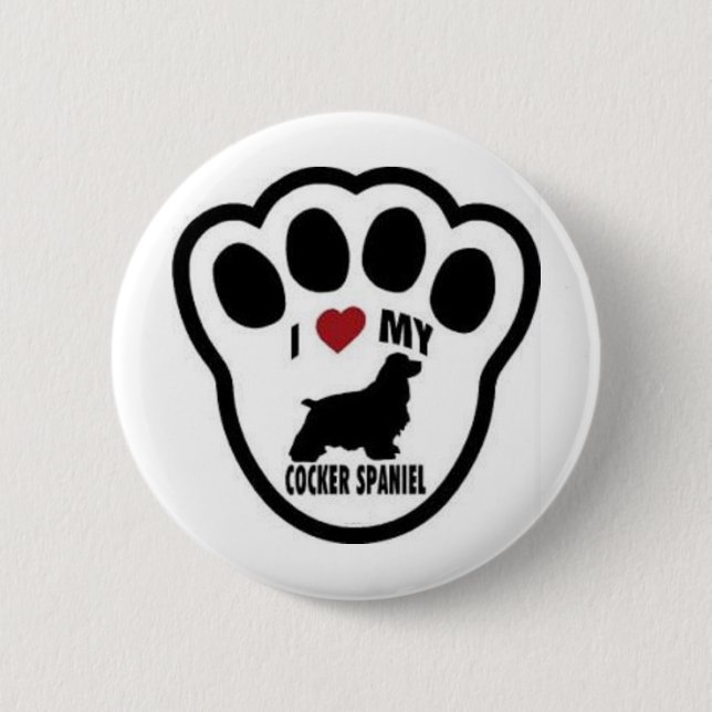 I love my Cocker Spaniel Paw Print 2 Inch Round Button (Front)