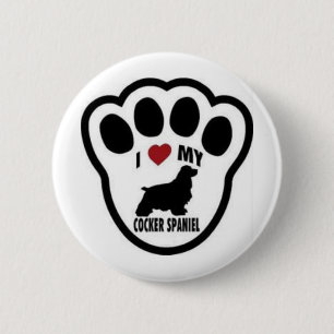 I love my Cocker Spaniel Paw Print 2 Inch Round Button