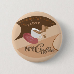 I Love My Coffee Retro Java 2 Inch Round Button