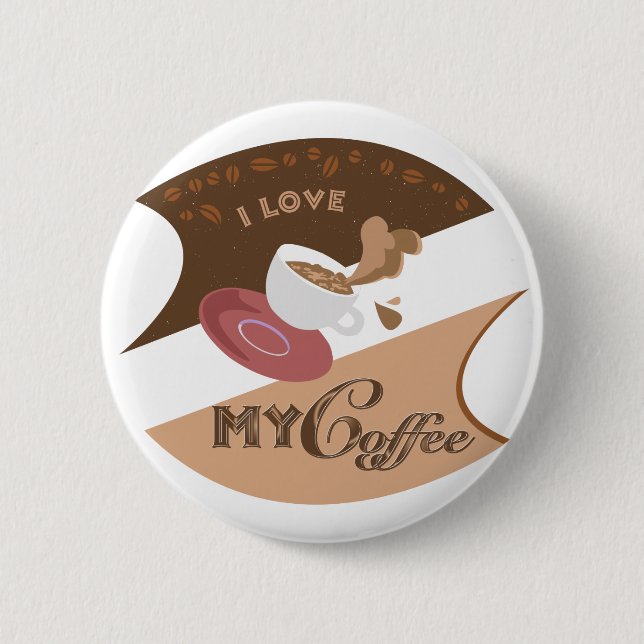 I Love My Coffee Retro Java 2 Inch Round Button (Front)