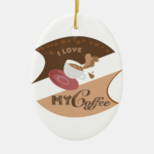 I Love My Coffee Retro Java Ceramic Ornament