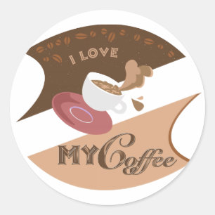 I Love My Coffee Retro Java Classic Round Sticker