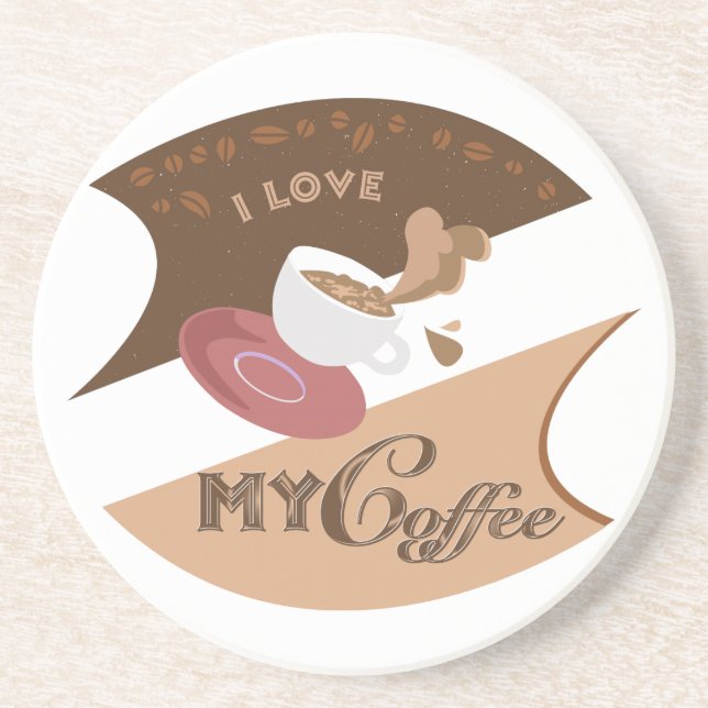 I Love My Coffee Retro Java Coaster (Front)