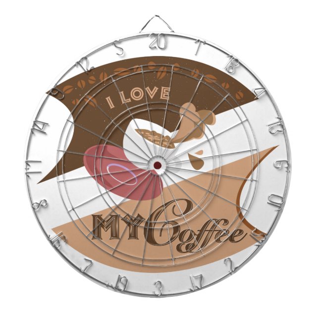 I Love My Coffee Retro Java Dartboard (Front)