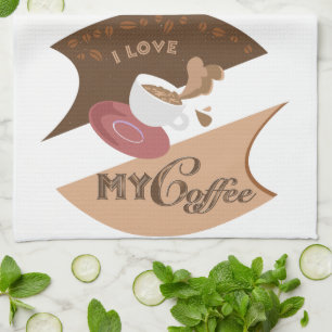 I Love My Coffee Retro Java Kitchen Towel