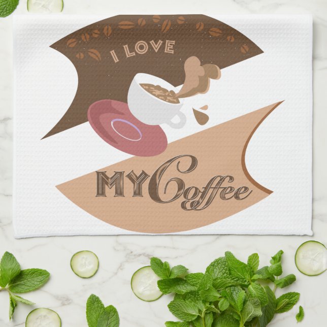 I Love My Coffee Retro Java Kitchen Towel (Folded)
