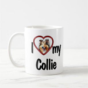 I Love My Collie Cute Red Heart Dog Photo Coffee Mug