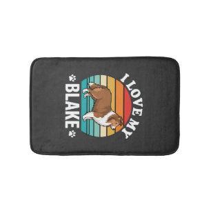 I Love My Collie Dog Retro Sunset Bath Mat