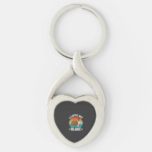 I Love My Collie Dog Retro Sunset Keychain