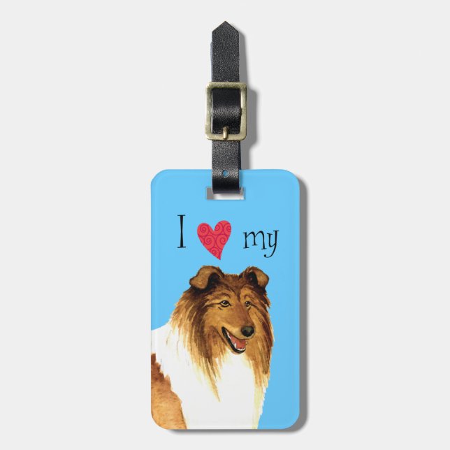 I Love my Collie Luggage Tag (Front Vertical)