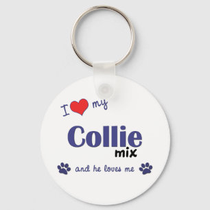 I Love My Collie Mix (Male Dog) Keychain