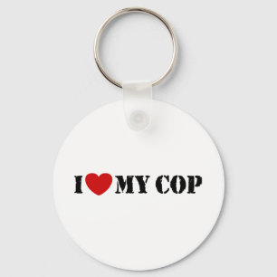 I Love My Cop Keychain