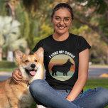 I Love My Corgi Cute Retro Sunset Dog Women's T-Shirt<br><div class="desc">I Love My Corgi Retro Sunset. Cute Pembroke Welsh corgi owner gift with a beautiful corgis dog silhouette against a cool 70s background for a vintage look lover.</div>