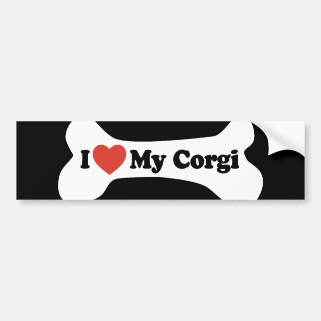 I Love My Corgi - Dog Bone Bumper Sticker (Front)