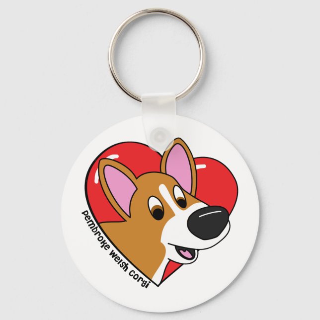 I Love my Corgi Keychain (Cartoon) (Front)