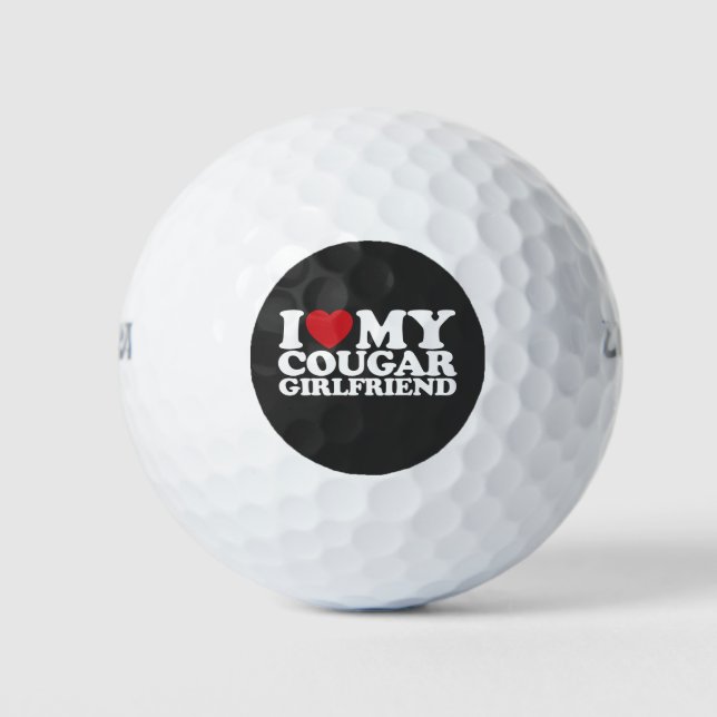 I Love My Cougar Girlfriend Golf Balls (Front)