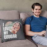 I Love My Cougar Girlfriend Photo Boyfriend Gift  Throw Pillow<br><div class="desc">Bring humour and heart together with our 'I Love My Cougar' Funny Photo Boyfriend Gift Throw Pillow. This funny design makes for an ideal gift, whether it's his birthday, an anniversary, and is perfect for any boyfriend who is dating an older woman. Surprise him with a gift that goes beyond...</div>