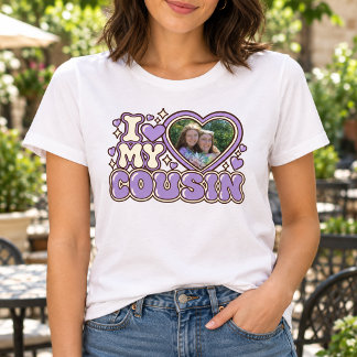 I Love My Cousin Personalized Heart Photo T-Shirt
